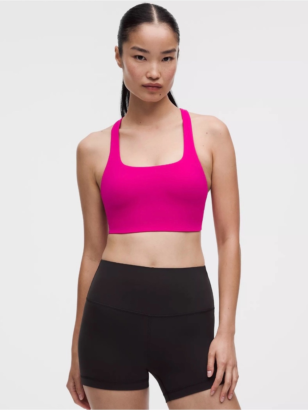 Lululemon Hot Pink Square-Neck Sports Bra Crop Top Small 4 B/C